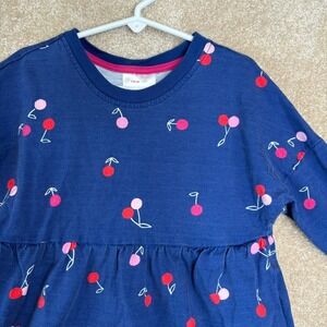 Hanna Andersson‎ Long Sleeve Dress Girls Size 5 110cm 5T Blue Pullover Cherry